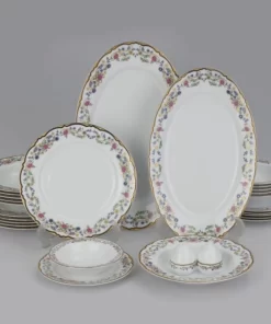 سرویس غذا خوری 28 پارچه چینی زرین سری ایتالیا اف مدل گلستان درجه یک