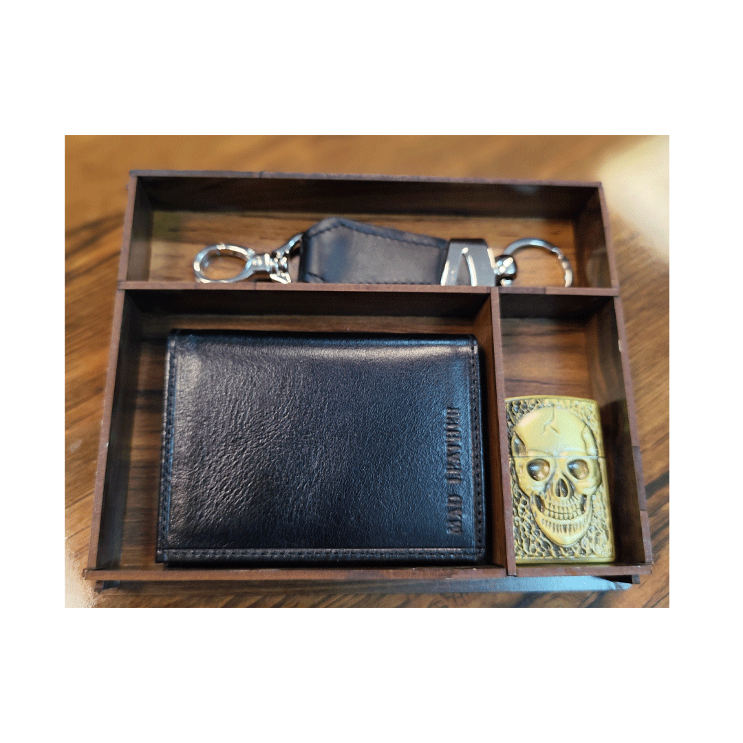 ست چرم جاکارتی و فندک برند ماد