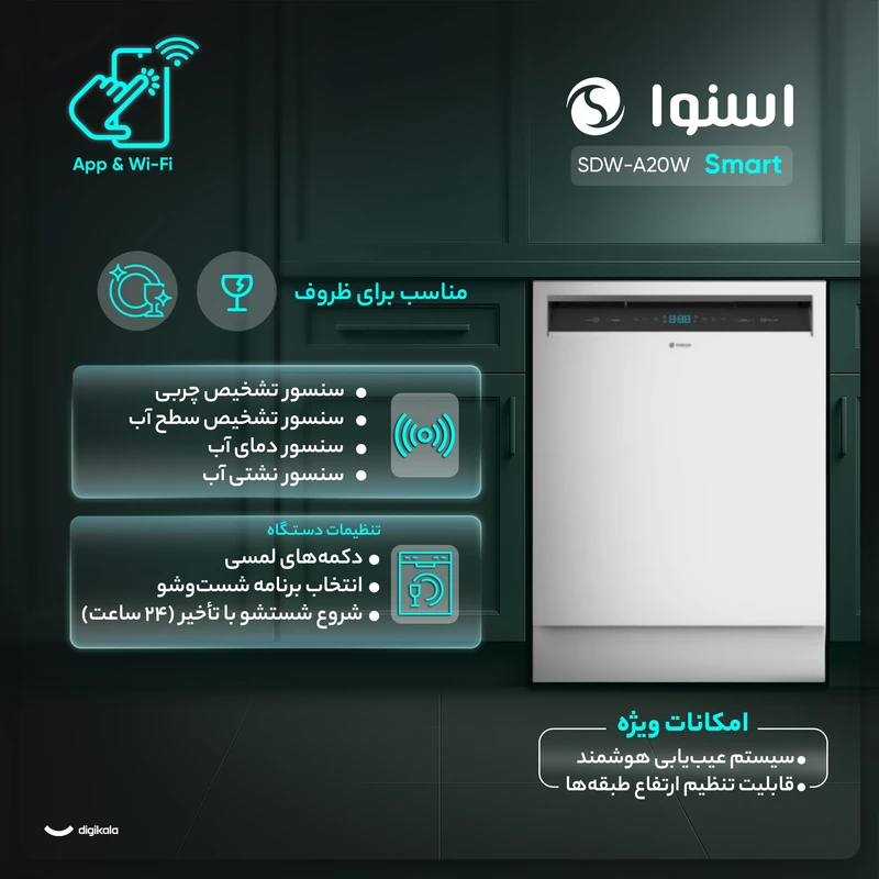 ماشین ظرفشویی 14 نفره اسنوا مدل SDW-A20W - تصویر 5